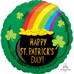 Foil Round Pot Of Gold St Patrick's Day Balloons | 18"