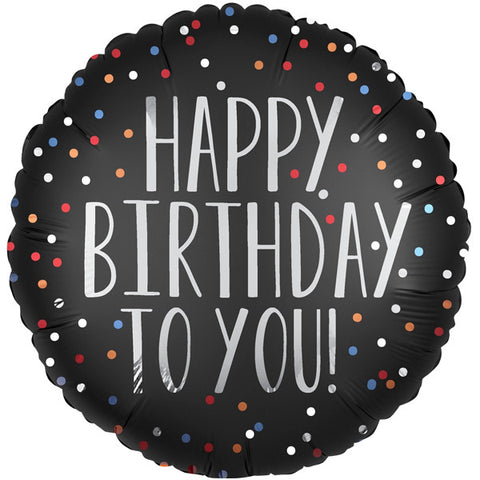 Black and Dots Happy Birthday Foil | 18"