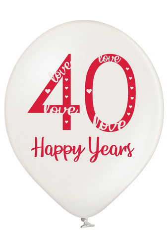 Latex Preprinted 40th Anniversary Balloons | 12"| 10 Pack