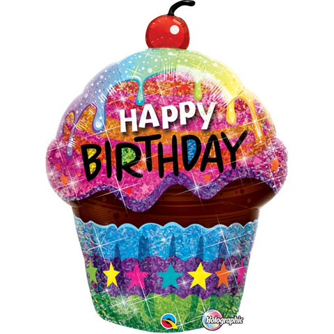 Foil Shape Birthday Dazzling Cupcake Balloons D | 35"