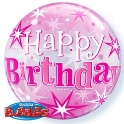 Bubble Message Birthday Pink Starburst Balloon | 22"