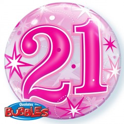 Bubble Message - 21st Pink Starburst Balloon | 22"