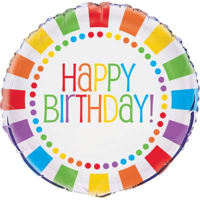 Rainbow 'Happy Birthday' Stripes Foil Balloon | 18"