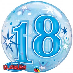 18 Bubble Message - Blue Starburst Balloon | 22"