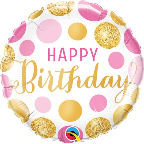 18" Gold/Pink Happy Birthday Foil Balloon S40