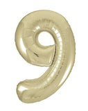 Foil Numbers Metallic White Gold Balloons | 34"