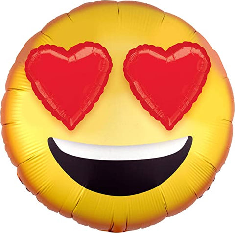 Foil Round Heart Eyes Emoji Balloon | 18"