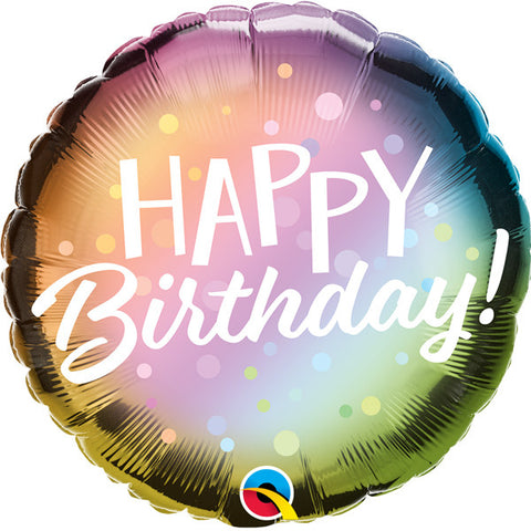 Rainbow Ombre Happy Birthday Foil Balloon  | 18" | S40