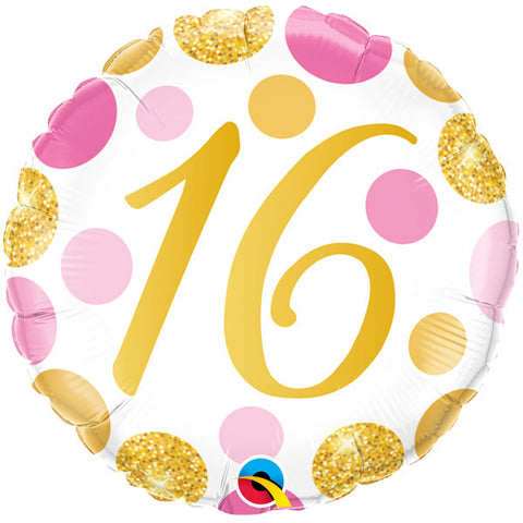 16th Birthday Gold and Pink Foil Balloon | S40