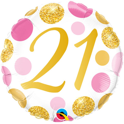 Gold/Pink 21st Birthday Foil Balloon | S40