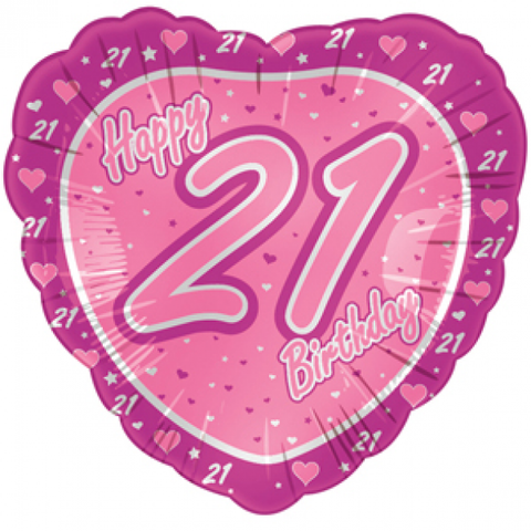 21st Pink Milestone Birthday Balloons | 18"