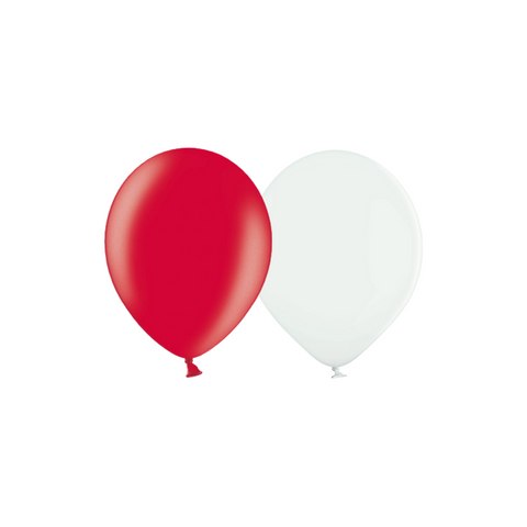 Red & White Balloons - England, Poland, Qatar, Denmark, Switzerland, Canada, Japan, Tunisia Flags