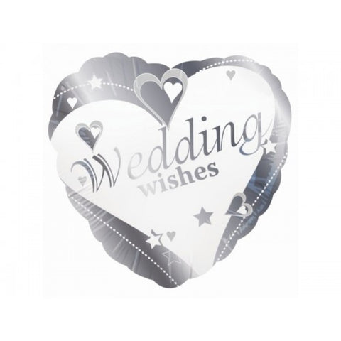 Wedding Wishes Silver Heart Balloon | 18"