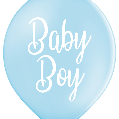 Latex Preprinted Baby Boy Script Balloons | 12"| 10 Pack