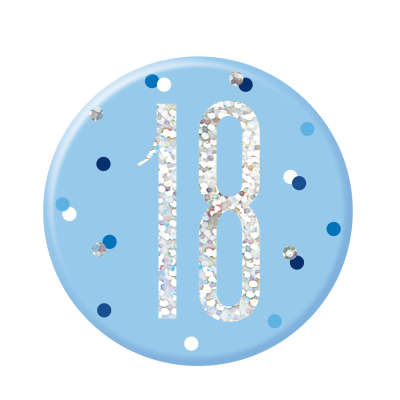 Blue 18 | Birthday Badge | 8cm
