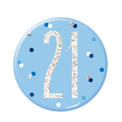 Blue 21 | Birthday Badge | 8cm