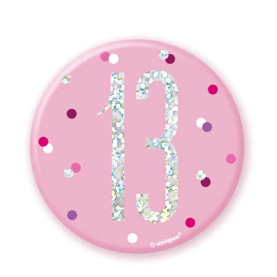 Pink 13 | Birthday Badge | 8cm