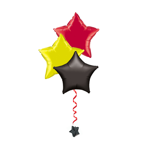 Bunch of 3 Black, Yellow and Red Foil Star Balloons |18"