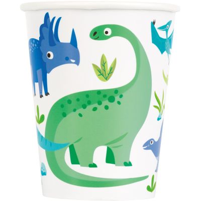 Blue & Green Dinosaur 9oz Cups | Pack of 8