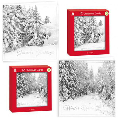 Pack of 12 Christmas Cards - White Christmas