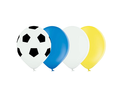 10 pack of 12" Football, Blue, White & Yellow Latex Balloons - Argentina & Uruguay