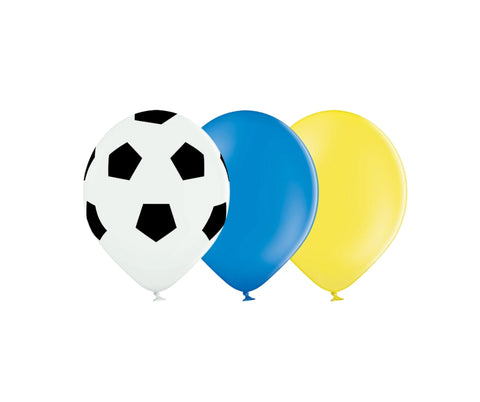 10 pack of 12" Football, Blue and Yellow Latex Balloons - Ukraine & Sweden Flags