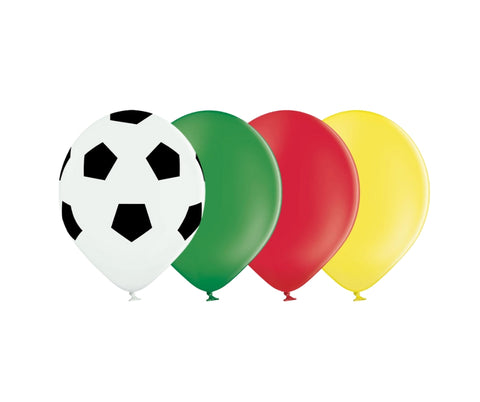 10 pack of 12" Football, Green, Red & Yellow Latex Balloons - Cameroon