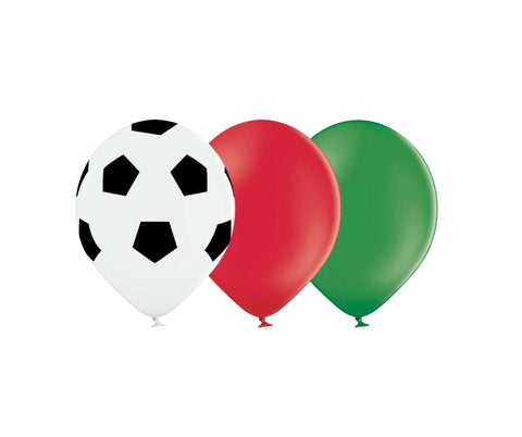 10 pack of 12" Football, Red & Green Latex Balloons - Morocco Flag