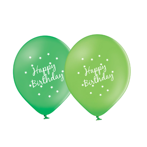 Greens Latex Preprinted Happy Birthday Balloons | 12" | 10 Pack