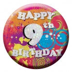 Happy 9th Birthday Badge | 55mm
