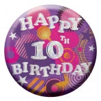Happy 10th Birthday Badge | 55mm