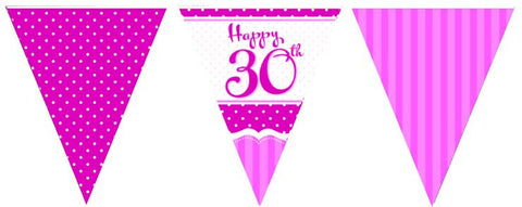Multiple Designs - Pink 'Age' Birthday Paper Bunting | 12ft