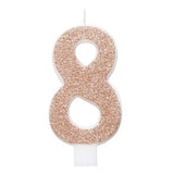 Glitter Rose Gold Single Number Candles