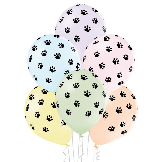 aftrekken Knooppunt Uitleg Latex Pastel Paw Print Balloons | 12" | Pack of 6 – Talking Balloons