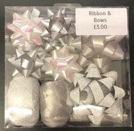 Silver Luxury Gift Wrapping Ribbon and Bows Set