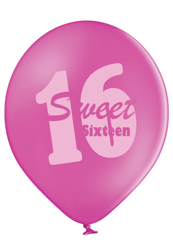 Latex Preprinted Sweet 16 Balloons | 12" | 10 Pack