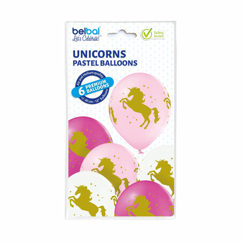 Latex PrePrinted Unicorns Design | 12" | Pack of 6