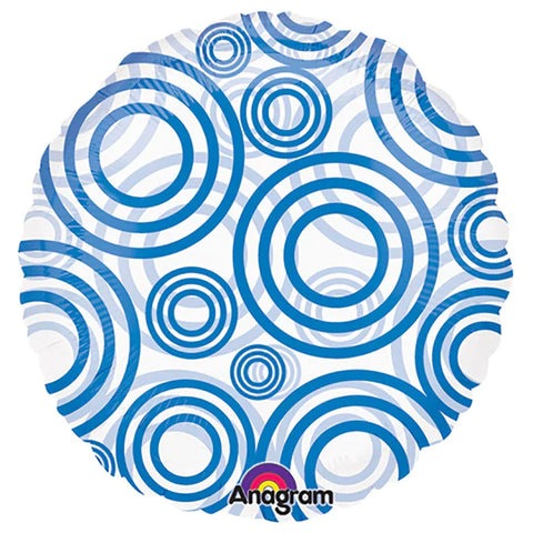 Blue Circles Clear Round Balloon  | 18"