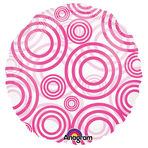 Pink Circles Clear Round Balloon  | 18"