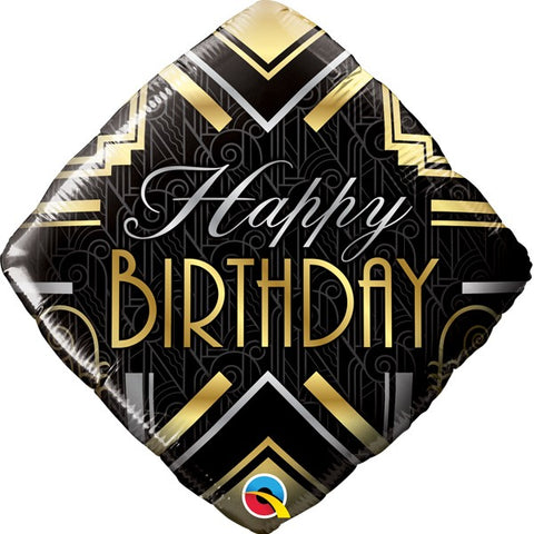 Diamond Art Deco Happy Birthday Foil Balloon | 18"