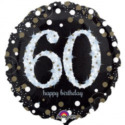 Black 60th Happy Birthday Foil Balloon | S40