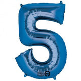 Foil Numbers Metallic Blue Balloons | 34"