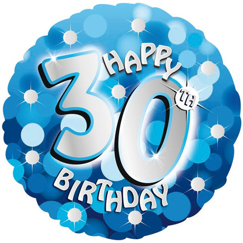 Blue Sparkle 30th Birthday Foil Balloon  | 18" | S40