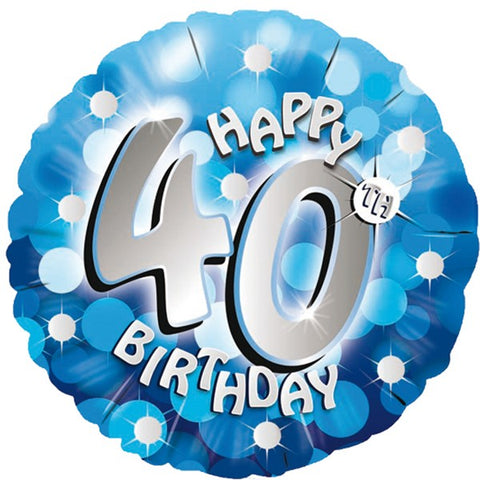 Blue Sparkle 40th Birthday Foil Balloon  | 18" | S40