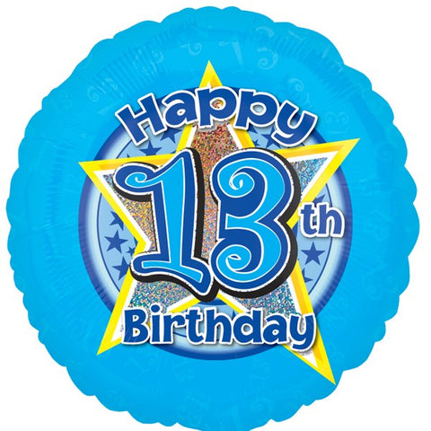 Happy 13th Birthday Blue Foil Balloon  | 18"