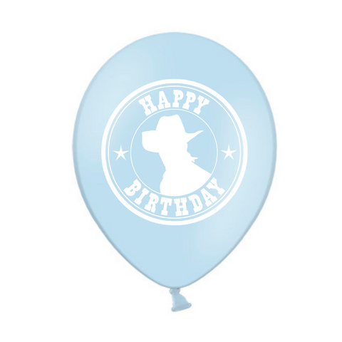 Western Themed Latex Preprinted Happy Birthday Balloons | 10" | 10 Pack