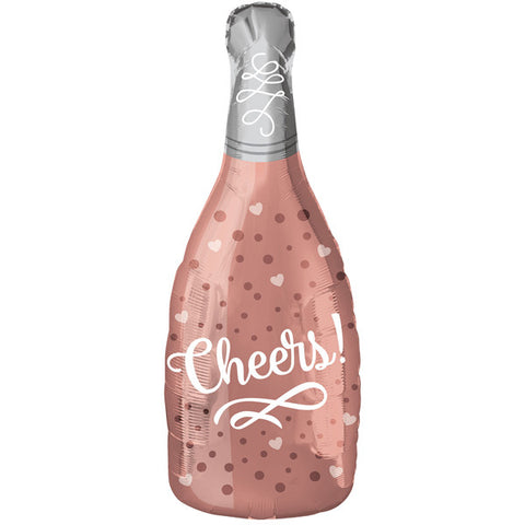 Foil Shape Cheers Champagne Bottle Rose Balloon P30 | 26"