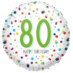 Confetti 80th Birthday Foil Balloon | 18"