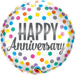 Multi-Coloured Polka Dot Happy Anniversary Foil | 18"
