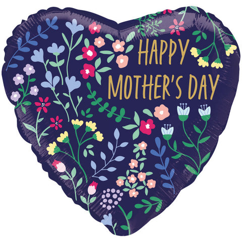 Happy Mother's Day Floral Heart Foil Balloon | 18"